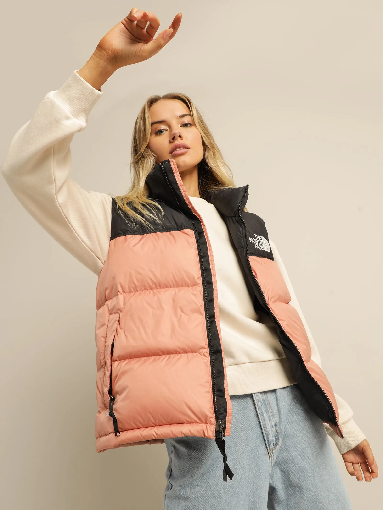 1996 Retro Nuptse Vest in Rose Dawn