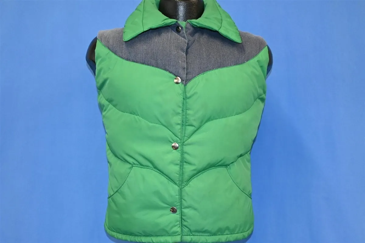 80s Tempco Green Denim Yoke Puffy Ski Vest Medium