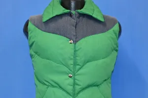 80s Tempco Green Denim Yoke Puffy Ski Vest Medium