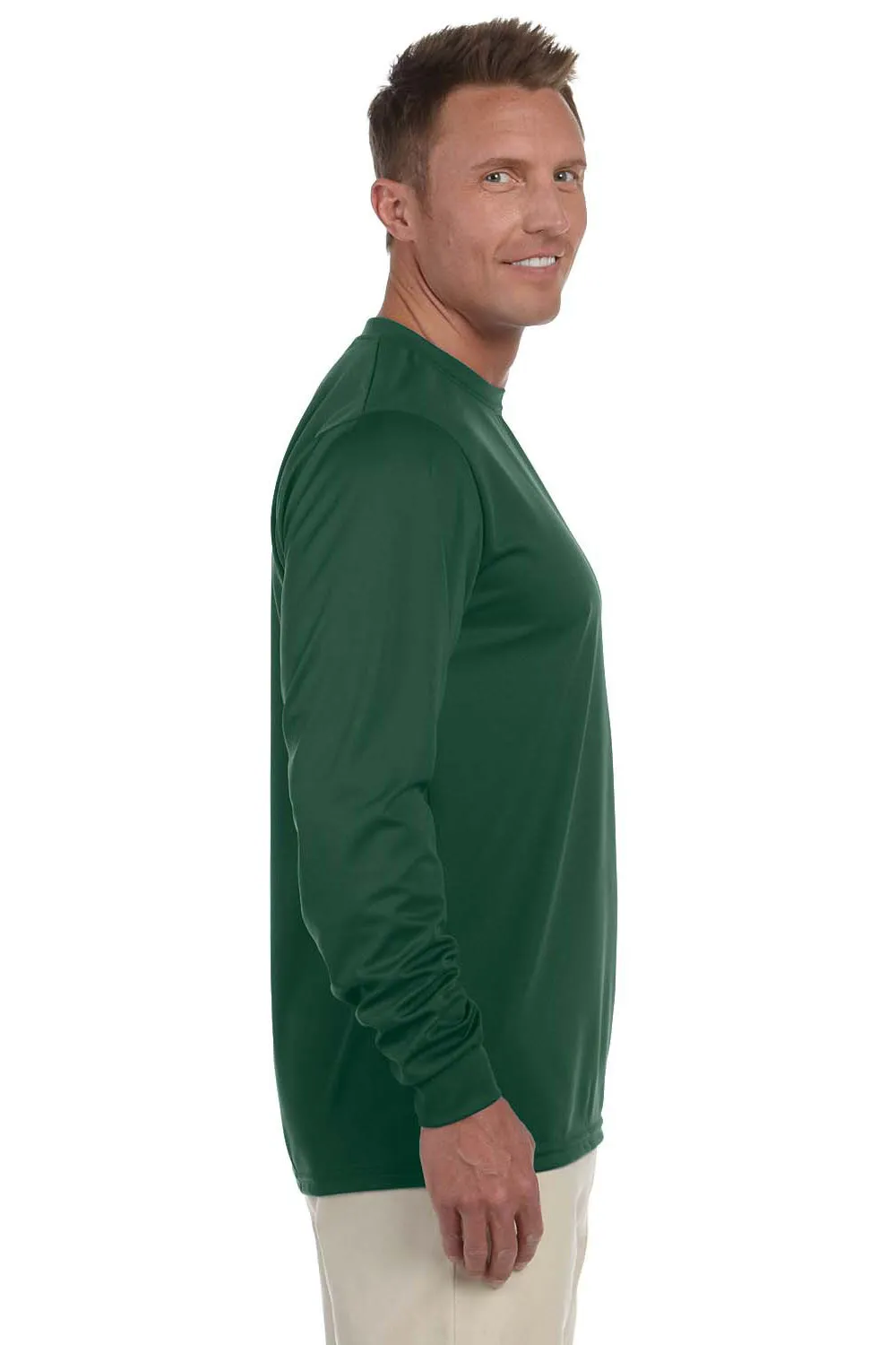 Augusta Sportswear Mens Moisture Wicking Long Sleeve Crewneck T-Shirt - Dark Green