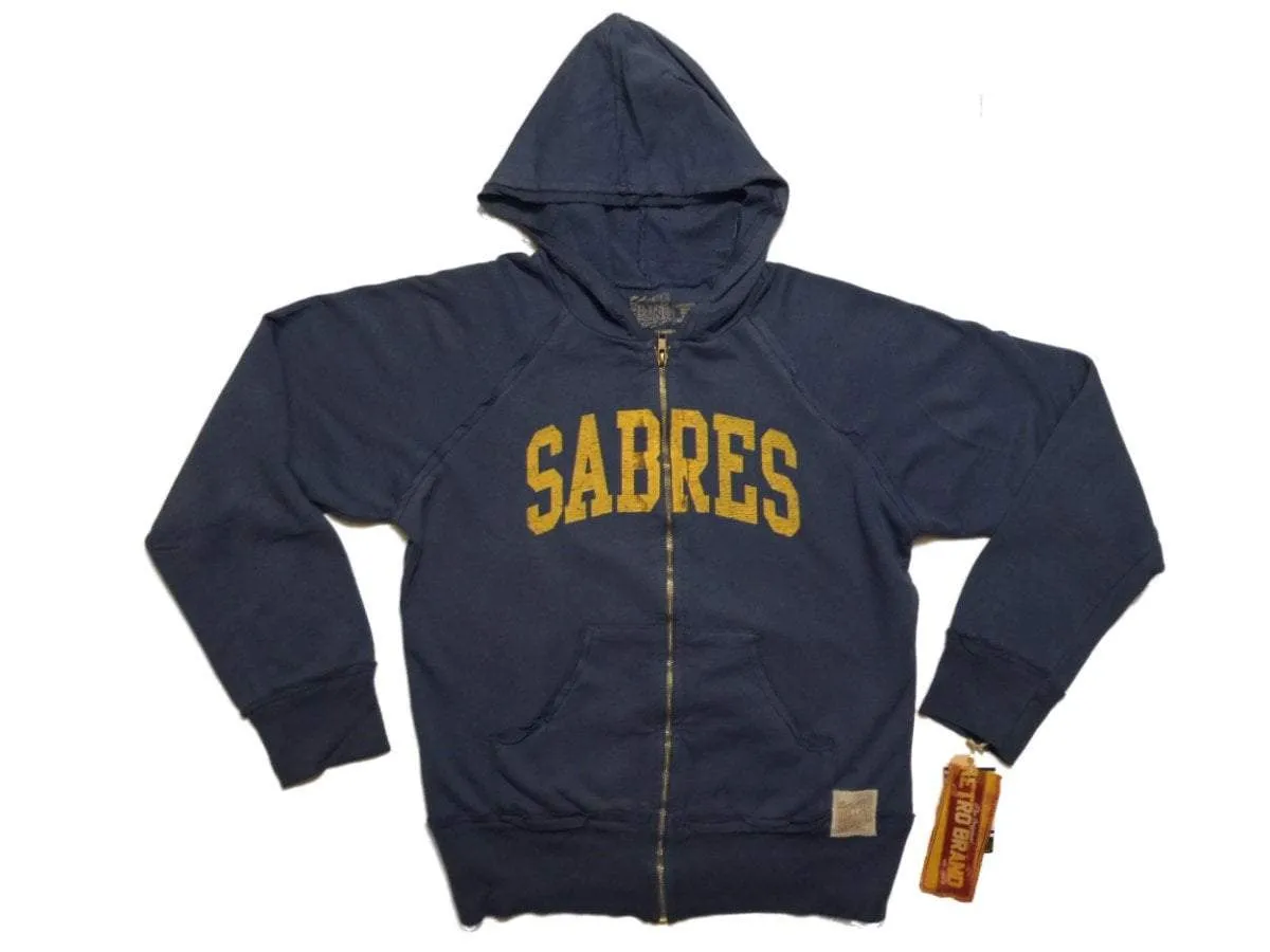 Buffalo Sabres Retro Brand WOMEN Blue Block Letters Full Zip Up Jacket