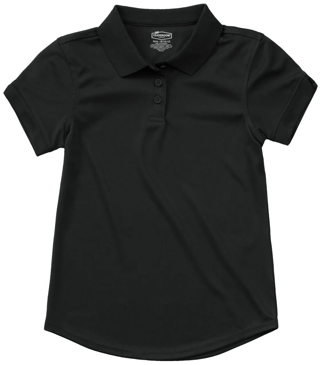 CR DryFit Fem Fit Polo Black Short Sleeve