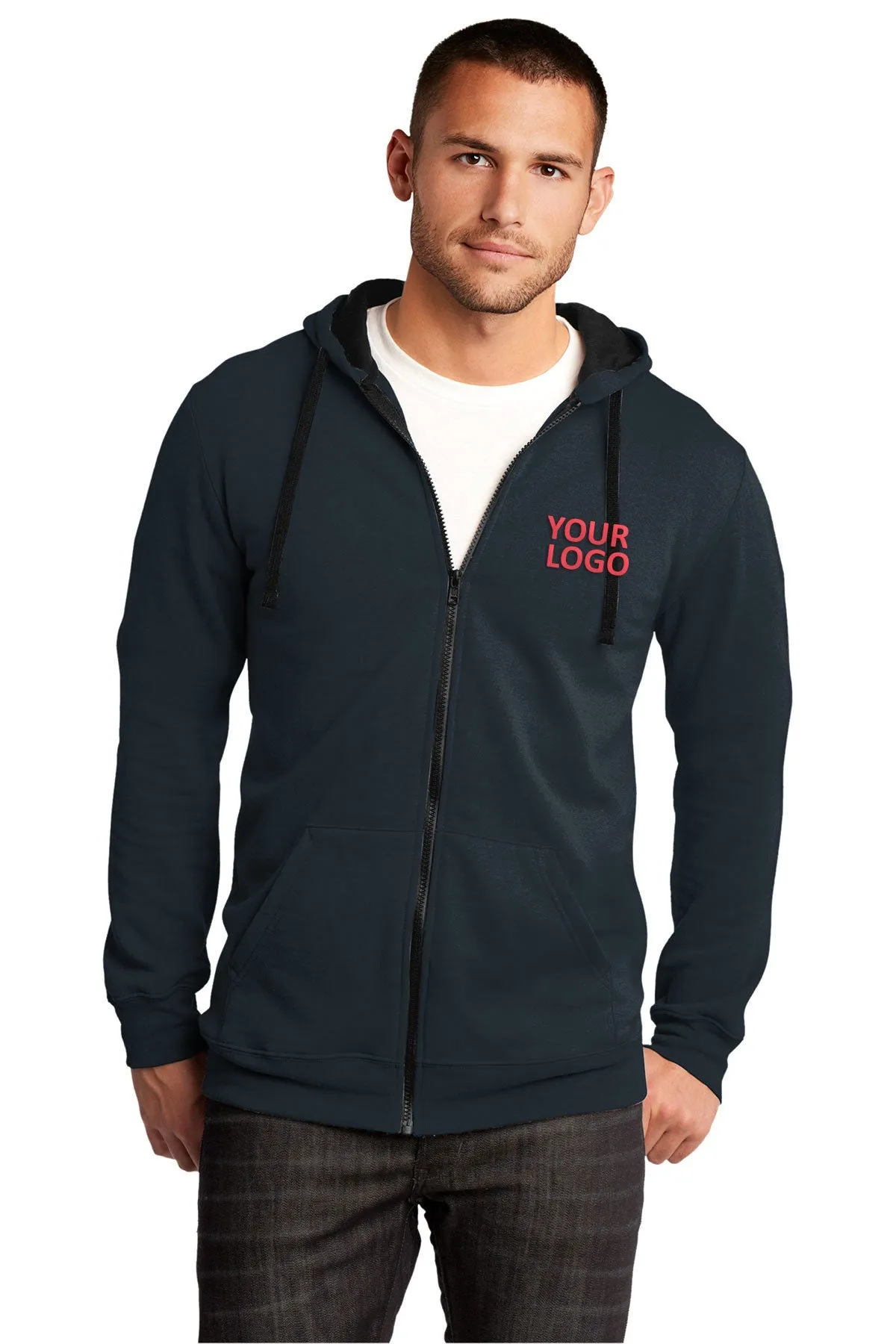 District Young Mens Concert Full-Zip Hoodies, New Navy