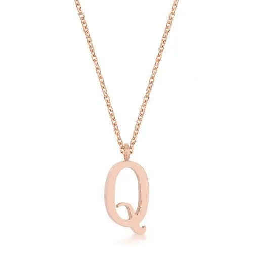 Elaina Rose Gold Stainless Steel Q Initial Necklace