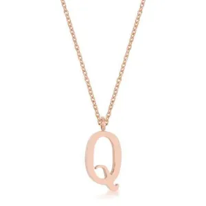 Elaina Rose Gold Stainless Steel Q Initial Necklace