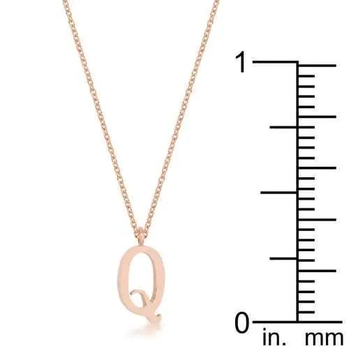 Elaina Rose Gold Stainless Steel Q Initial Necklace