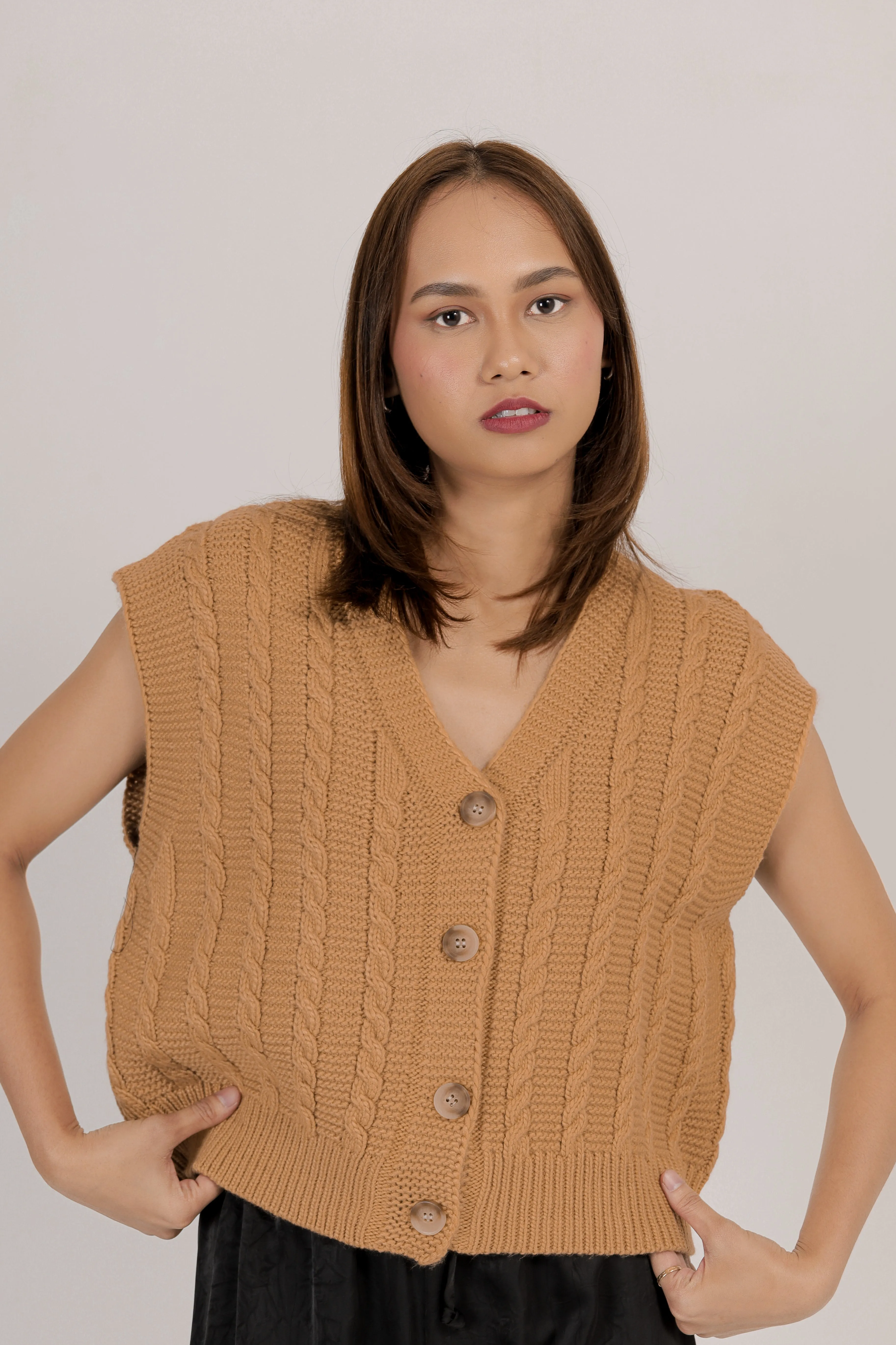 Felici Button-Down Knit Sweater Vest