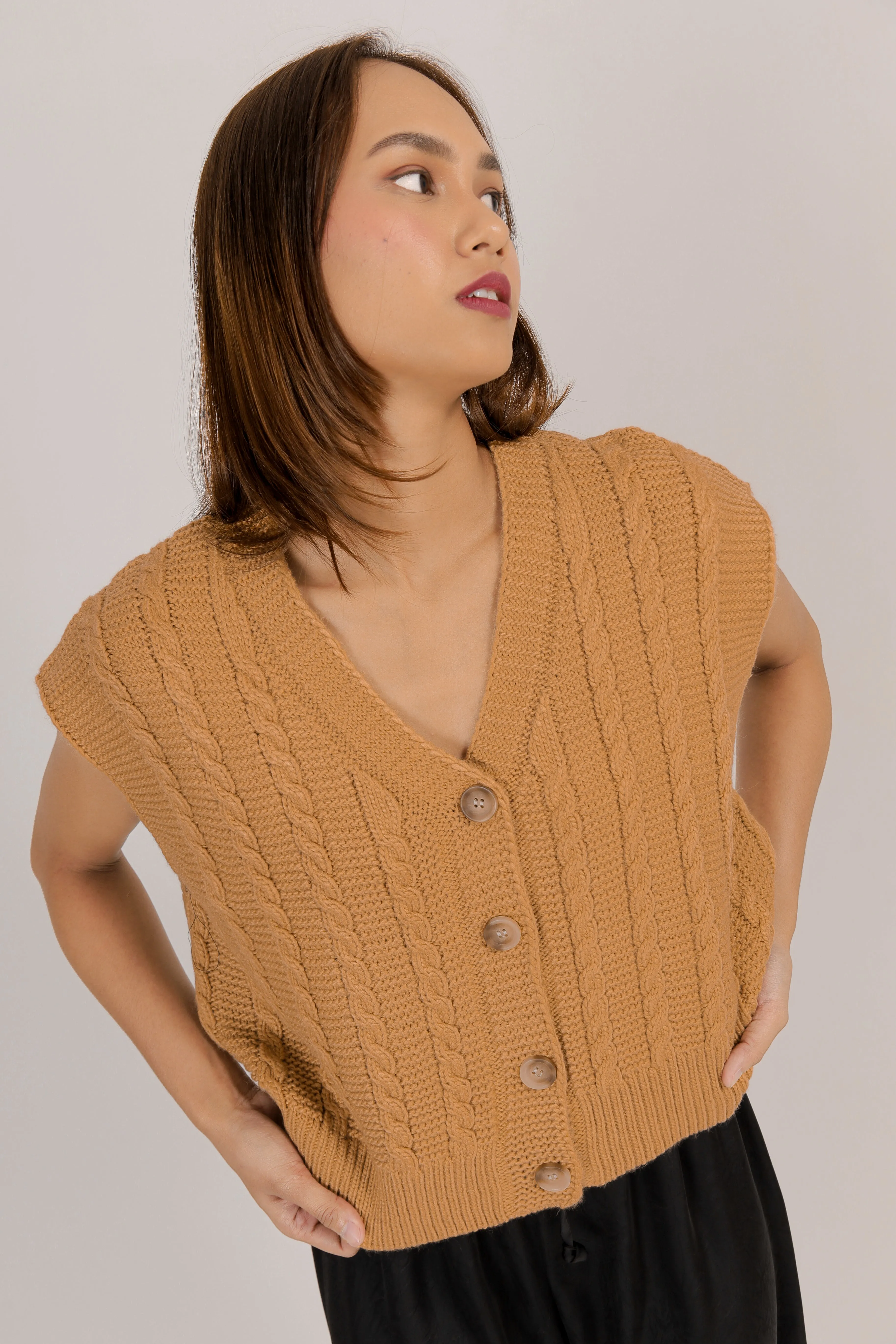 Felici Button-Down Knit Sweater Vest