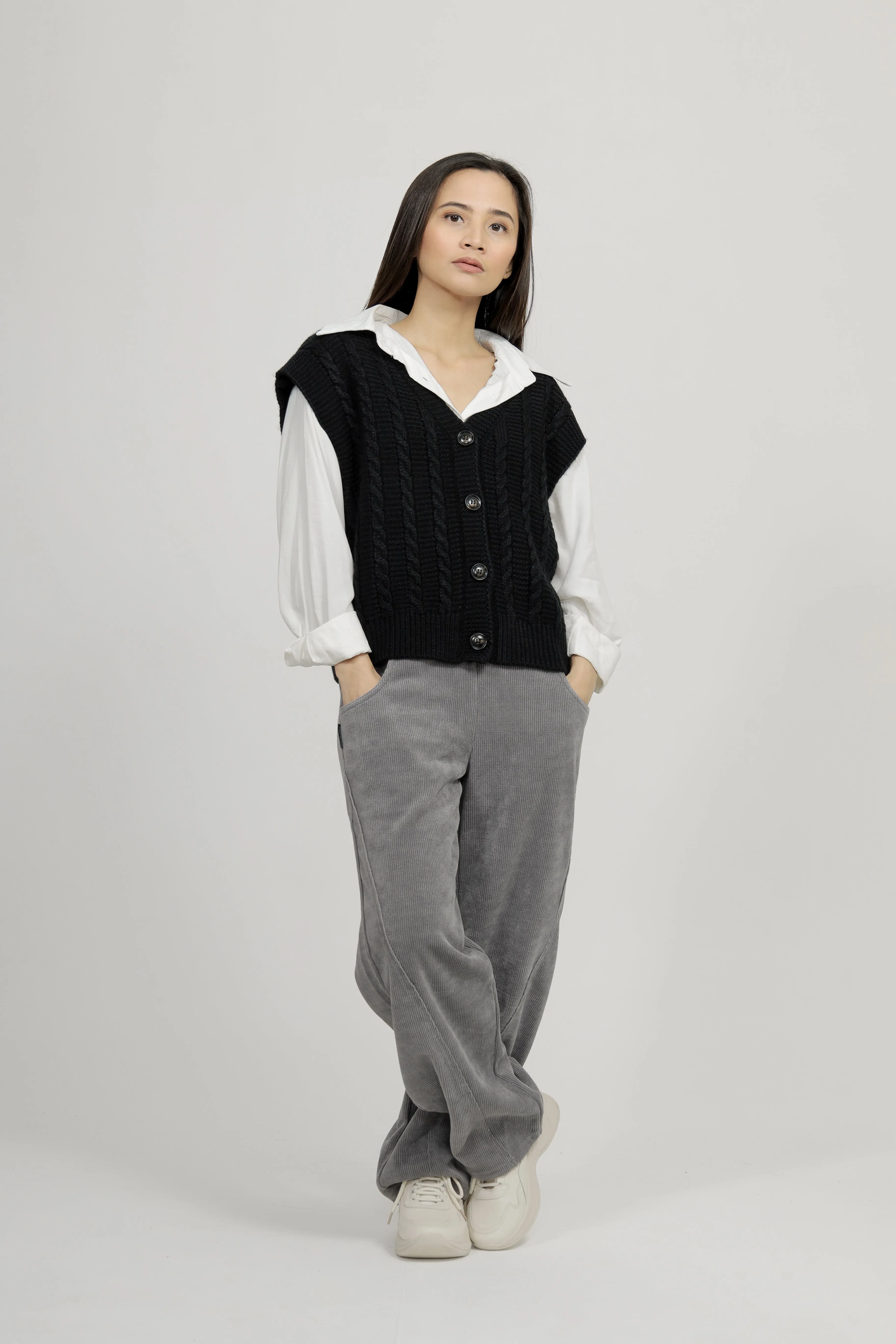 Felici Button-Down Knit Sweater Vest