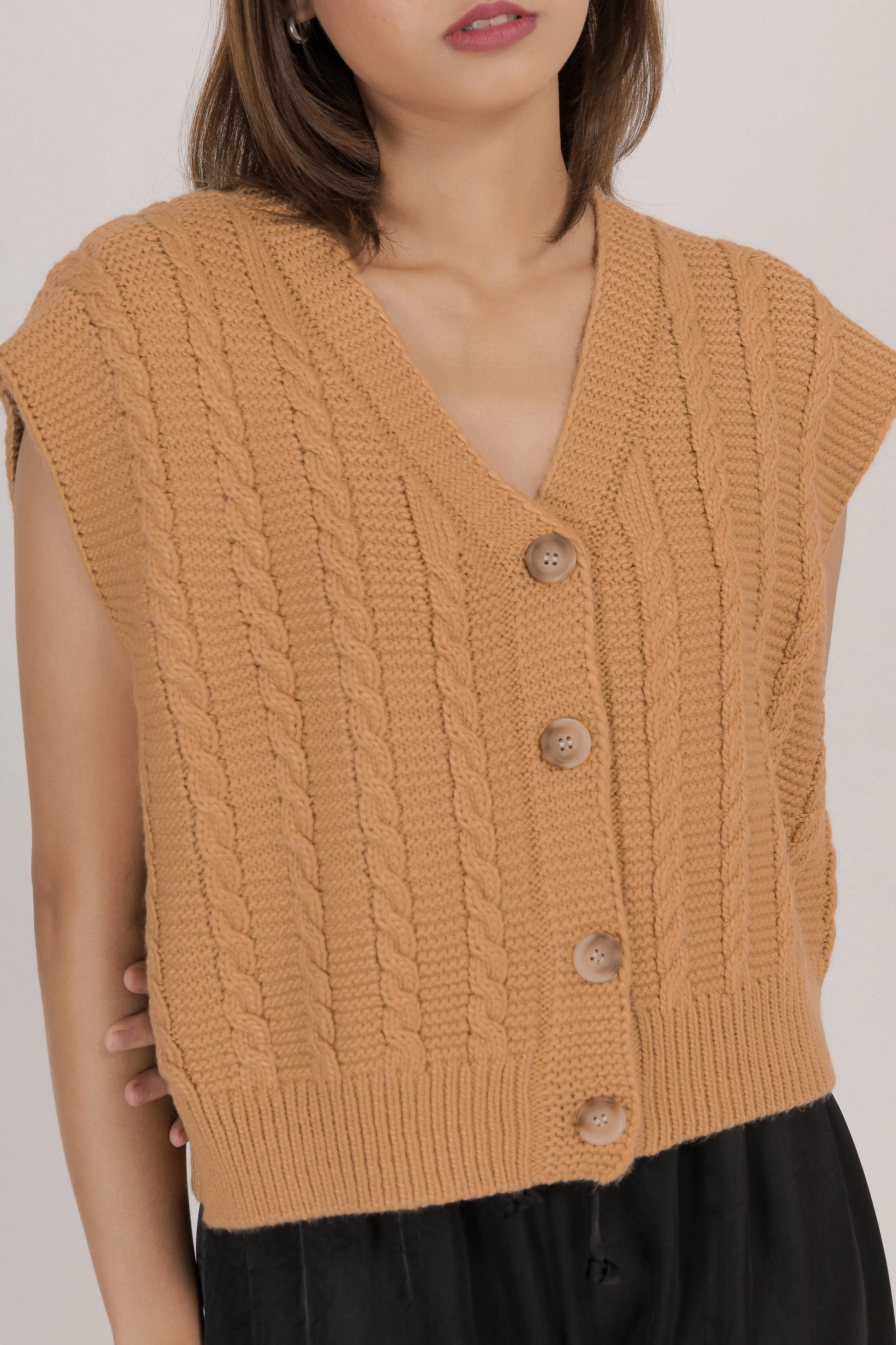 Felici Button-Down Knit Sweater Vest