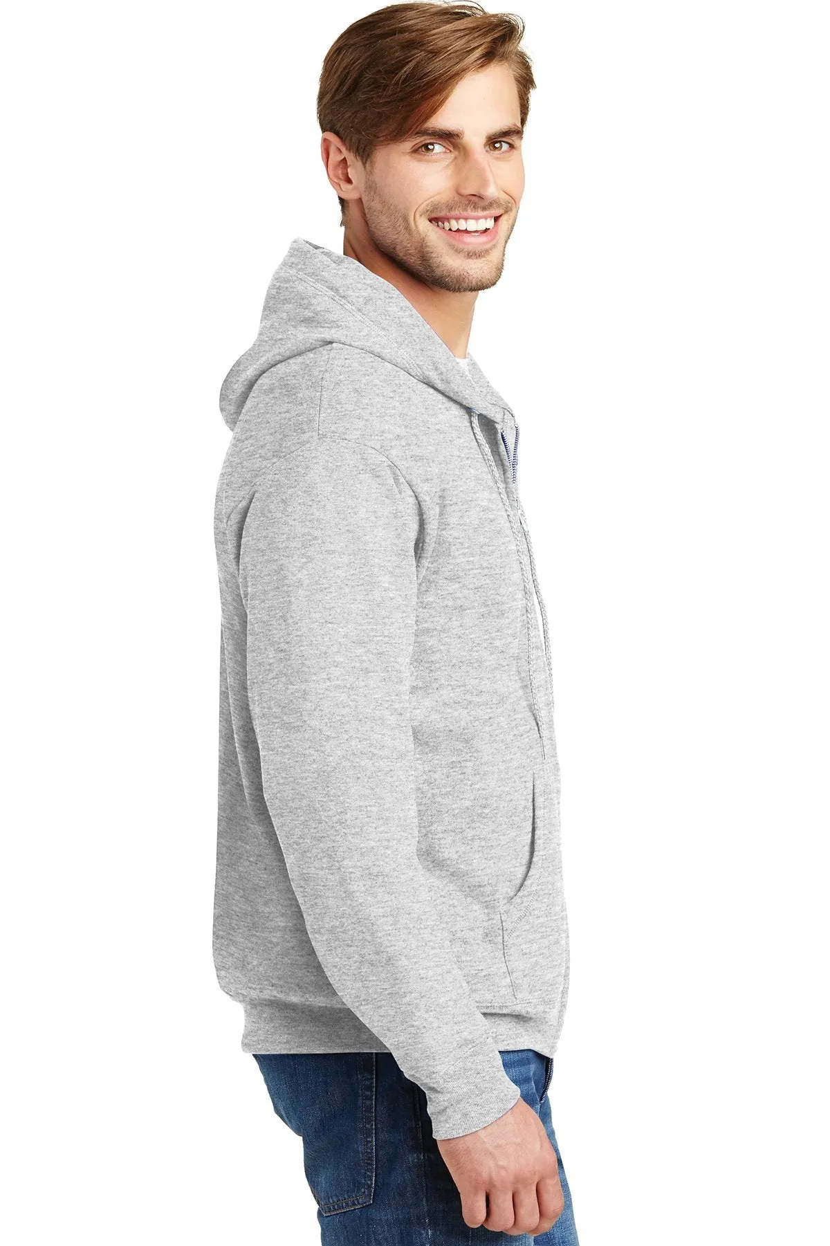 Hanes Ecosmart Full Zip Hooded Sweatshirt P180 Ash