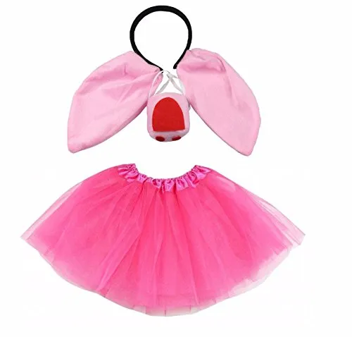 Lizzy Ladies ANIMAL FANCY DRESS TUTU with EARS BOW TAIL SET for Halloween, Hen Party Fancy Outfit Tutu Skirt (Dark Angel Wings Halo Tutu Costume