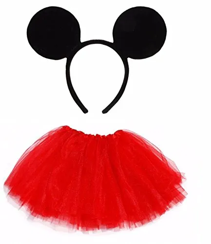 Lizzy Ladies ANIMAL FANCY DRESS TUTU with EARS BOW TAIL SET for Halloween, Hen Party Fancy Outfit Tutu Skirt (Dark Angel Wings Halo Tutu Costume