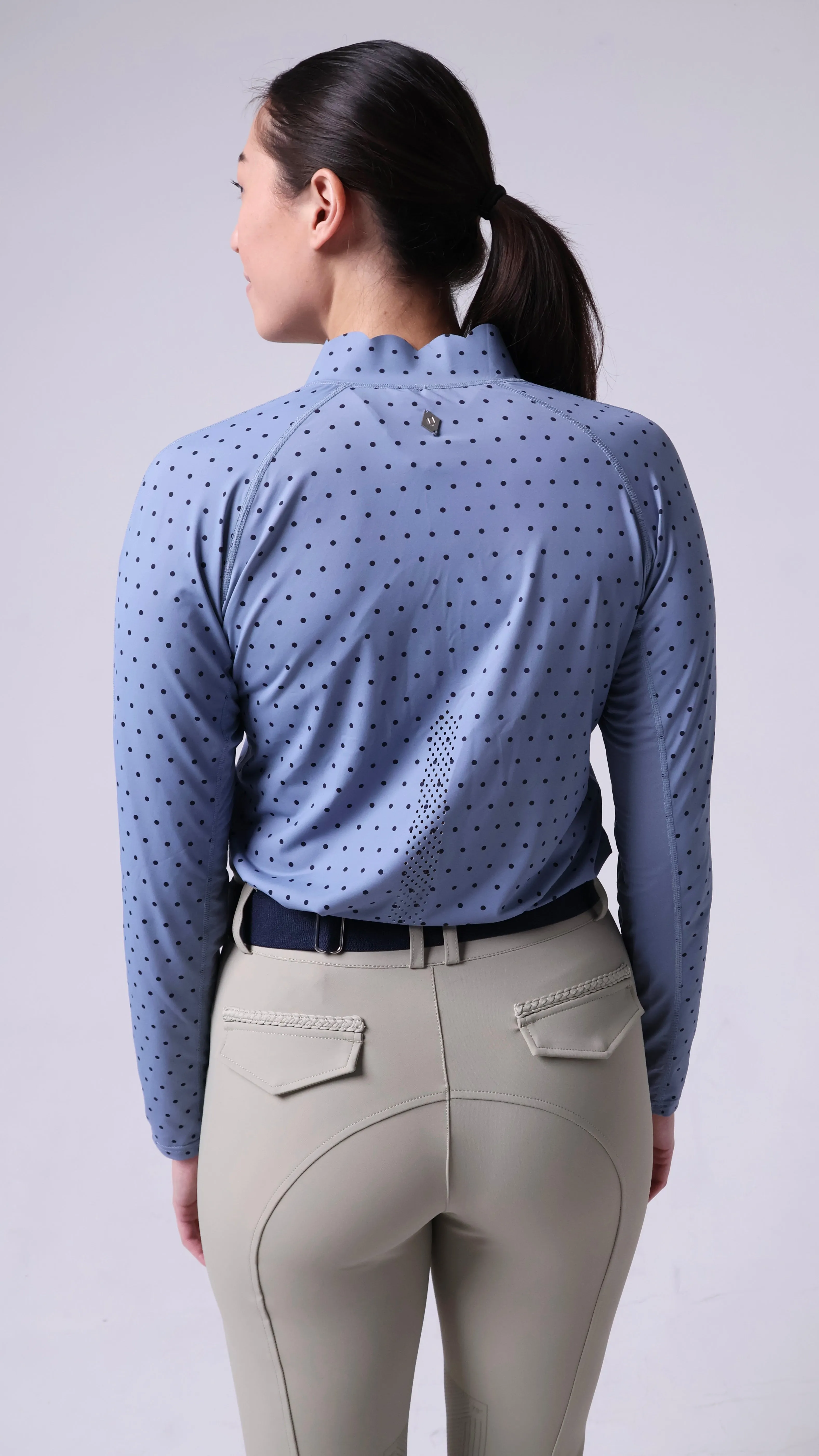 Long Sleeve Polka Dot Scallop Collar Sun Shirt