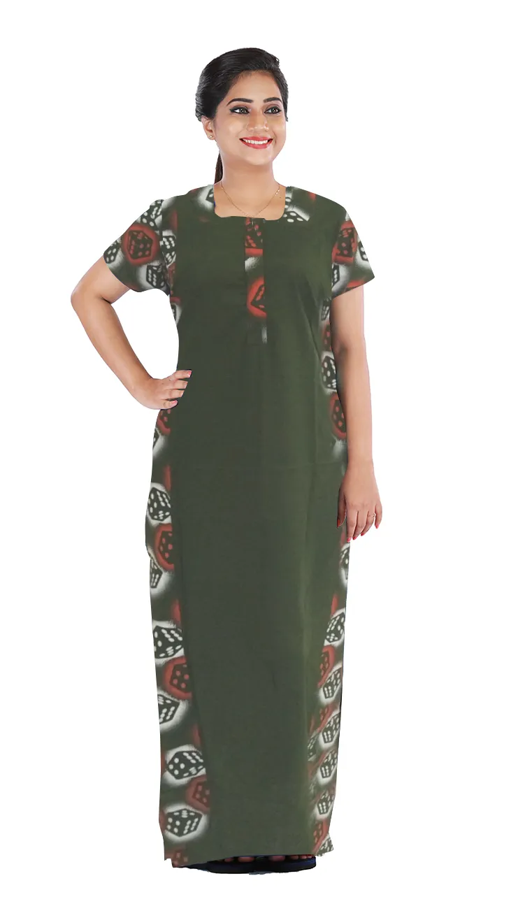 MANGAI New Regular Fit Cotton Printed  Nighties - All Over Printed Stylish Nightwear for Stylish Women | Side Cut Pocket | Beautiful Nighties for Stylish Women's (NL)