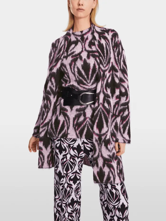 Marc Cain Collections Patterned Coat in Purple XC 11.03 M21 Col 250