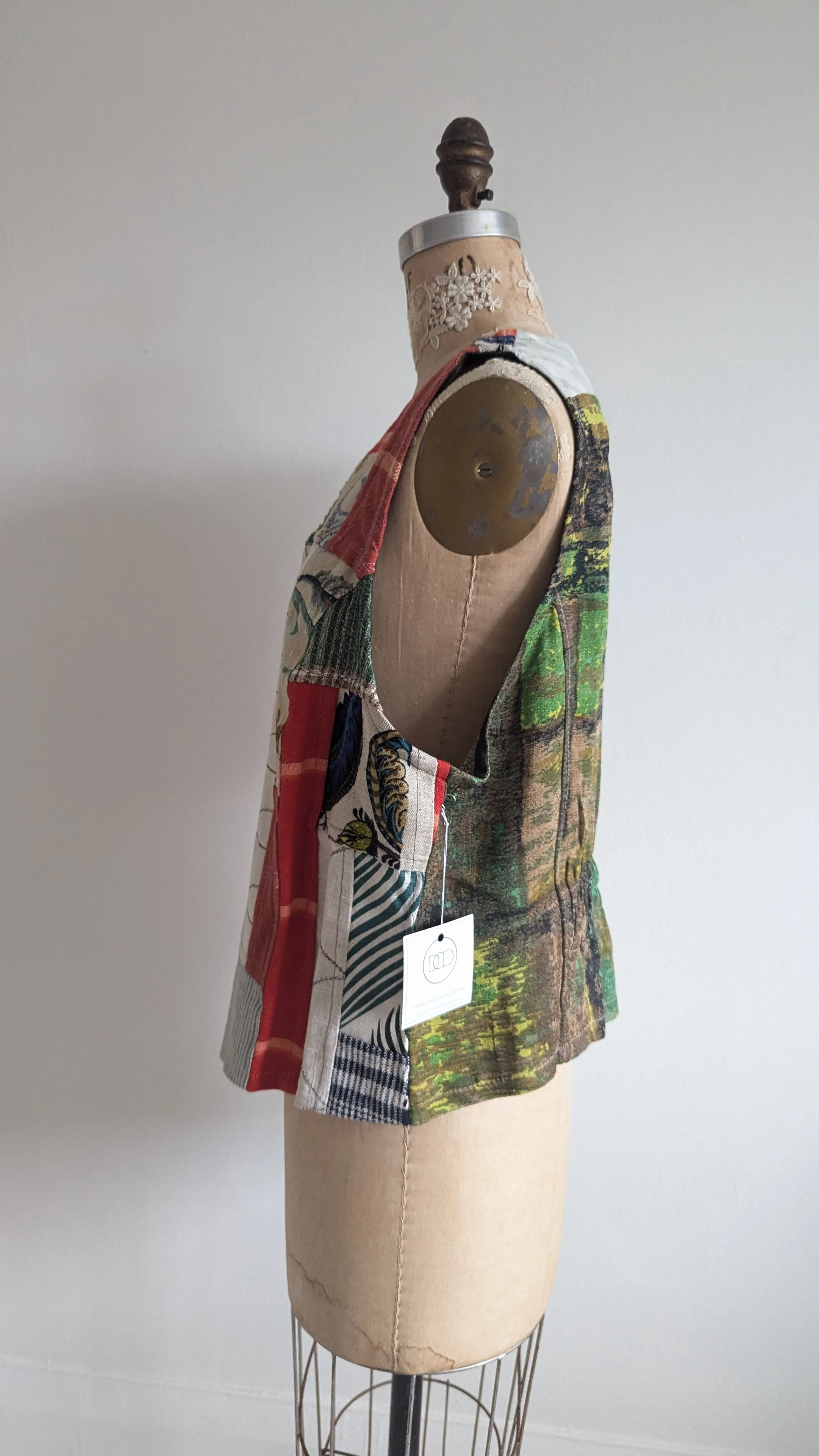 Margo Vest with Patchworked Upcycled Textiles XL/2X #MARGOV13