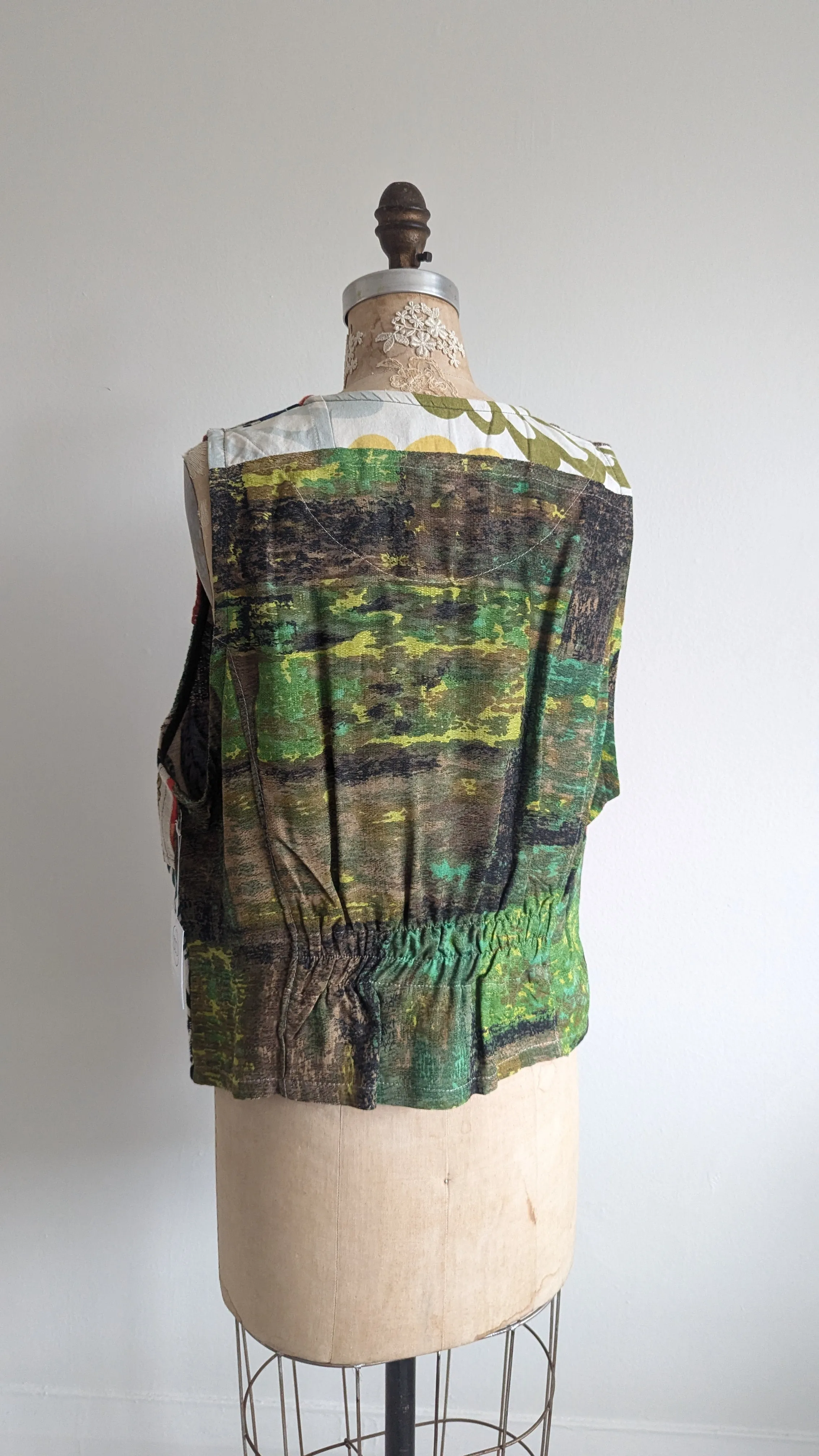 Margo Vest with Patchworked Upcycled Textiles XL/2X #MARGOV13