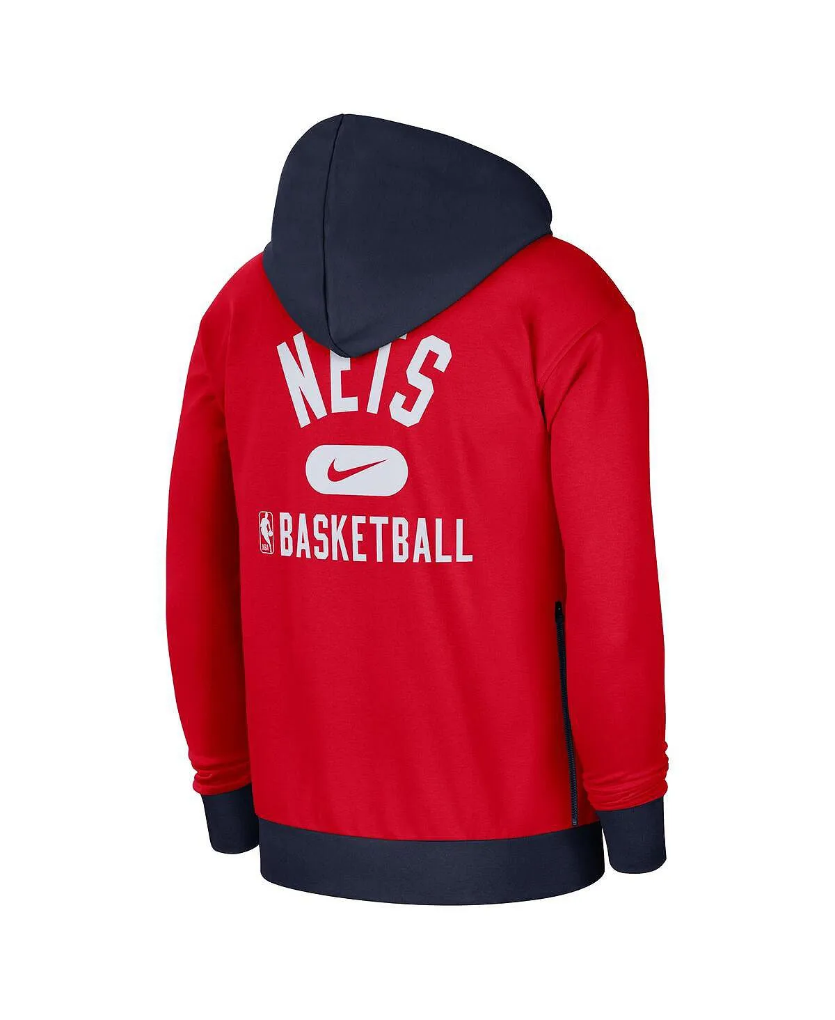 Men's red Nike Brooklyn Nets 2021/22 City Edition Courtside Heavy Fleece Full Zip Hoodie in Navy