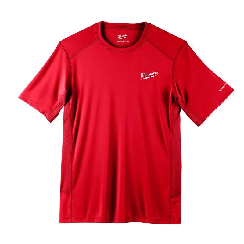 Milwaukee Workskin XL Short Sleeve Men's Crew Neck Red Lightweight Performance Tee Shirt