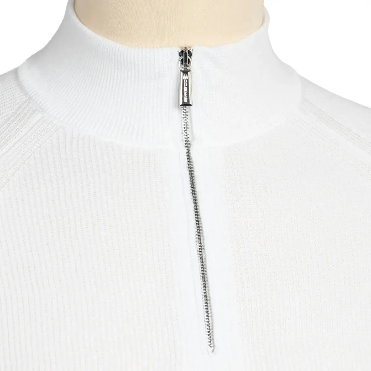 Moorer White 'Basoli' Cotton Quarter Zip Jumper