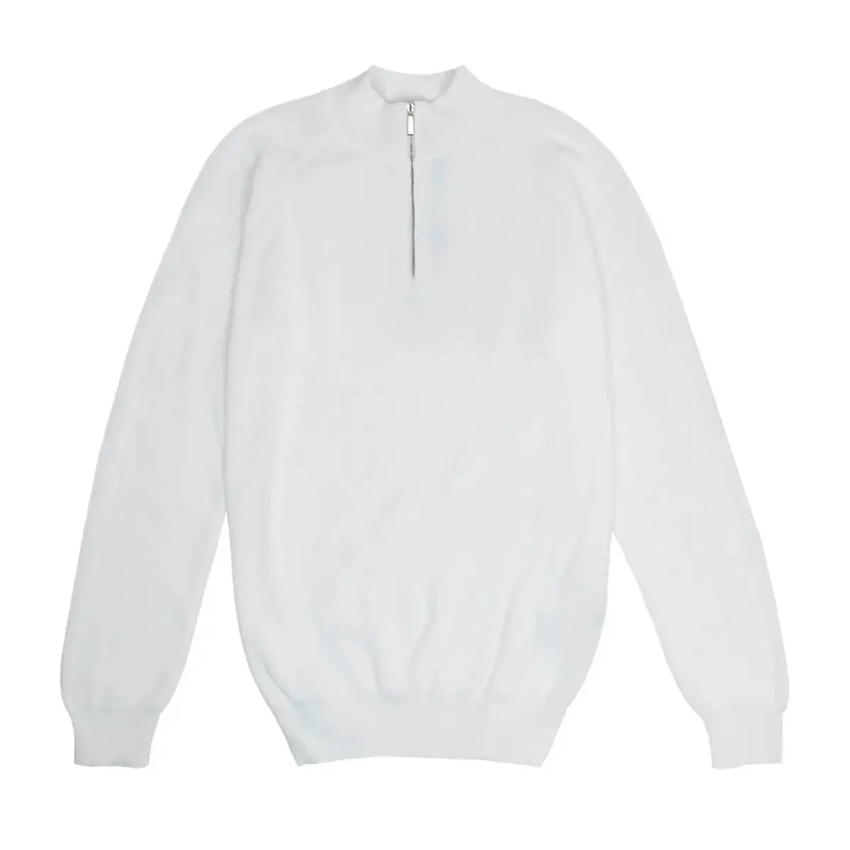 Moorer White 'Basoli' Cotton Quarter Zip Jumper