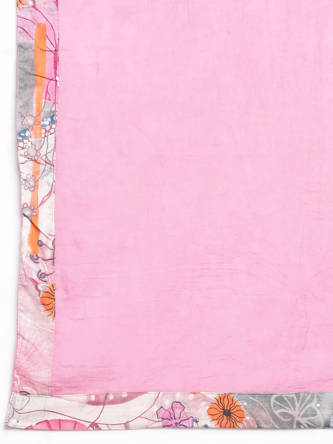 Neerus Pink Panelled Printed Kurta And Trousers With Dupatta