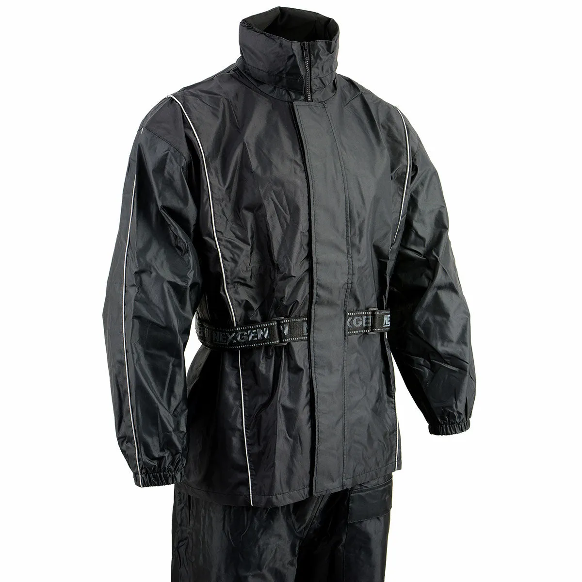 NexGen SH2225 Men's Black Waterproof Rain Suit with Reflective Piping