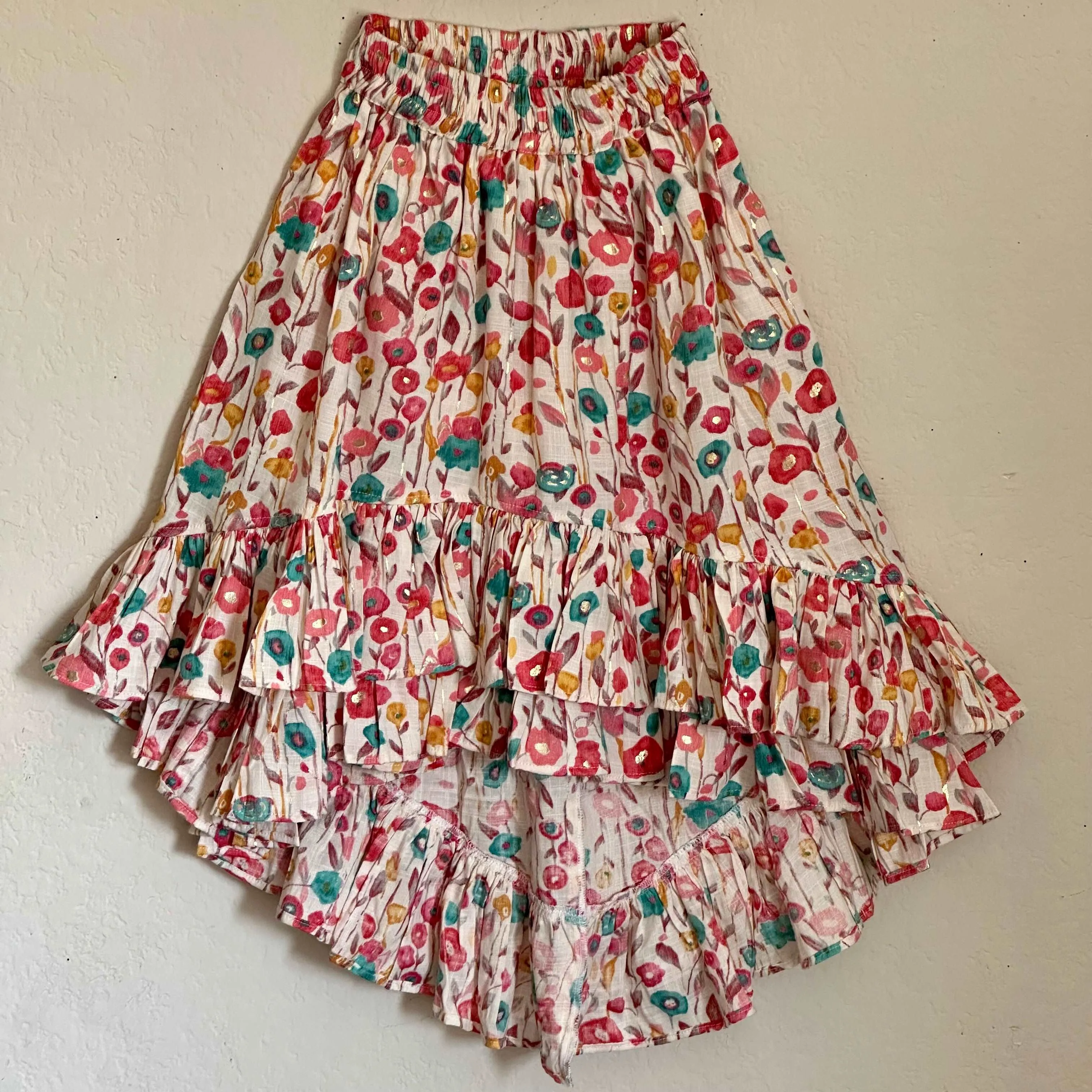 Rayon Spaghetti Crop Top With Ruffles | 2 Layers High Low Skirt | 3-4 Yrs