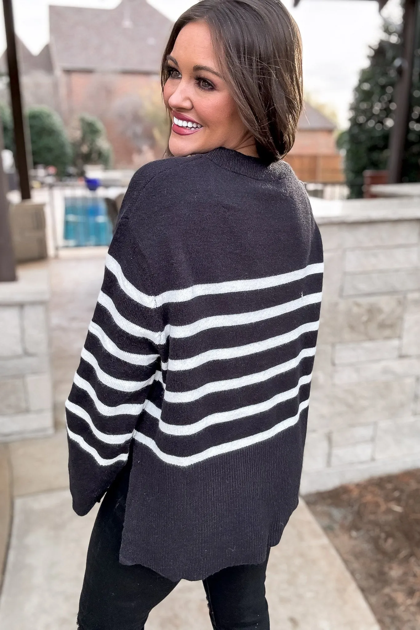 Ribbed Hem Stripe Sweater