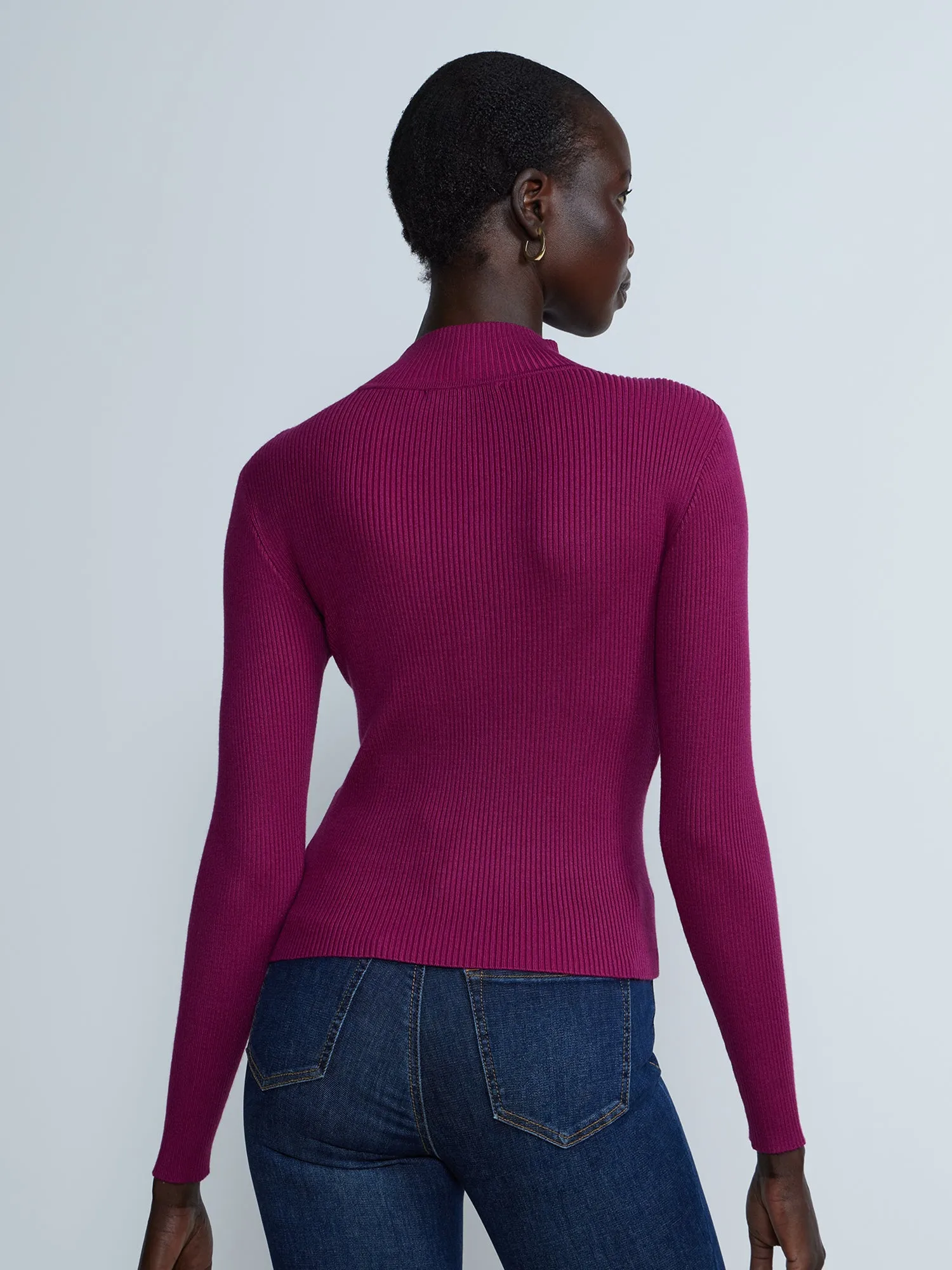 Ribbed Long Sleeve Mock Neck Sweater