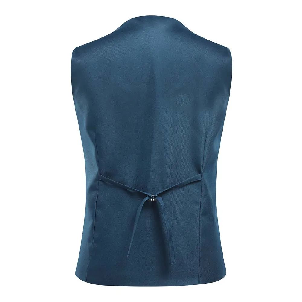 Slim Fit Single Breasted Blue Vest