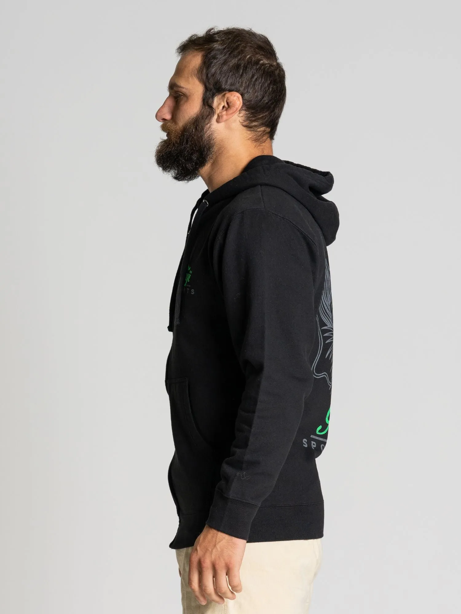 Tatsu Zip Hoodie Black