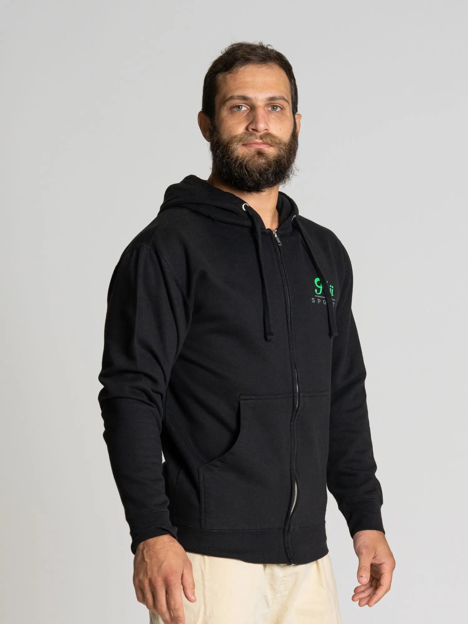 Tatsu Zip Hoodie Black