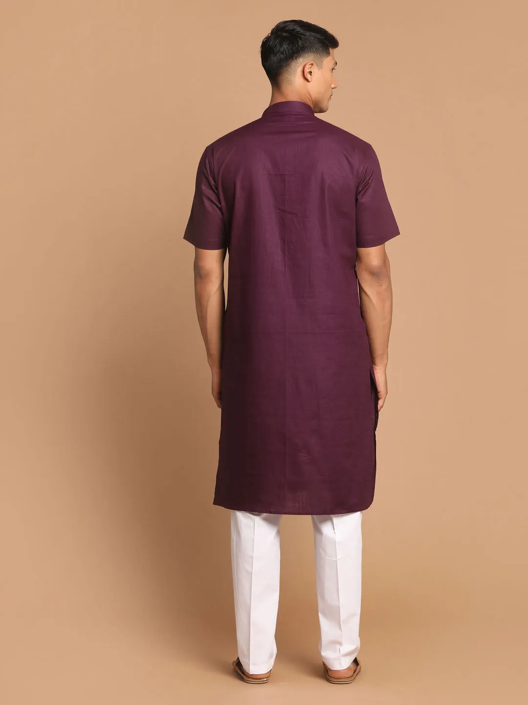 Vastramay Men's Purple Kurta Pyjama Set