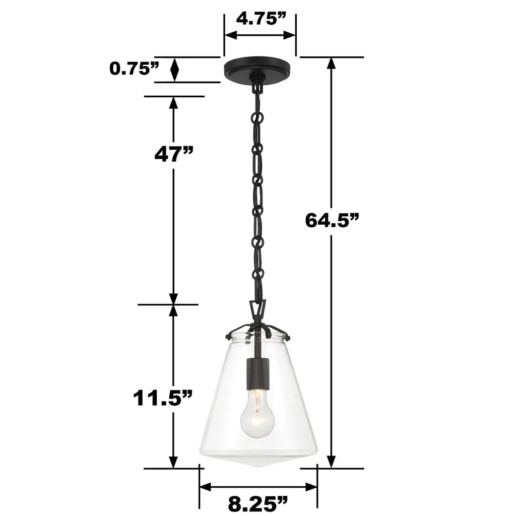 Voss 1 Light Matte Black Mini Pendant