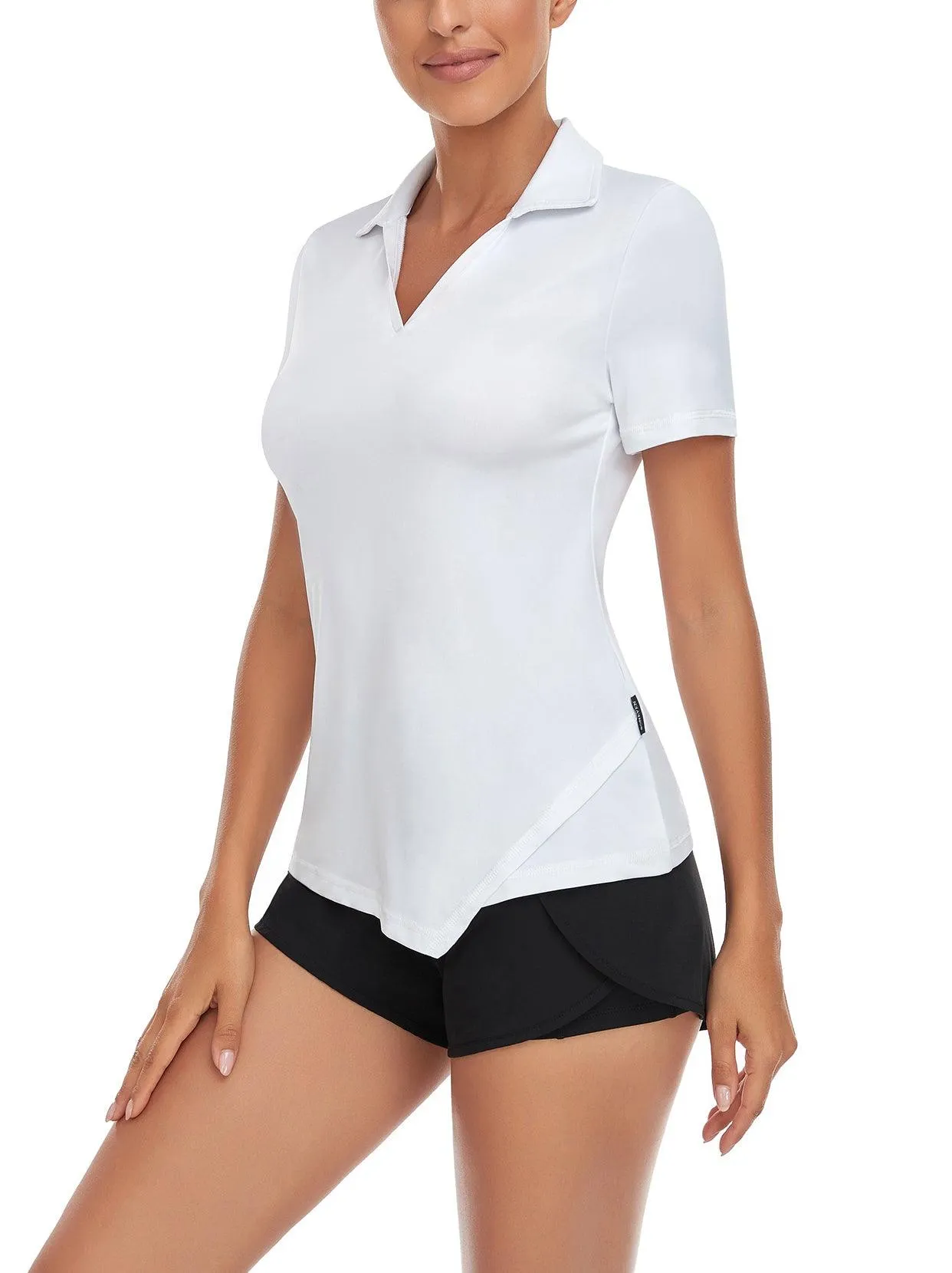 White Short Sleeve Golf Shirt for Women