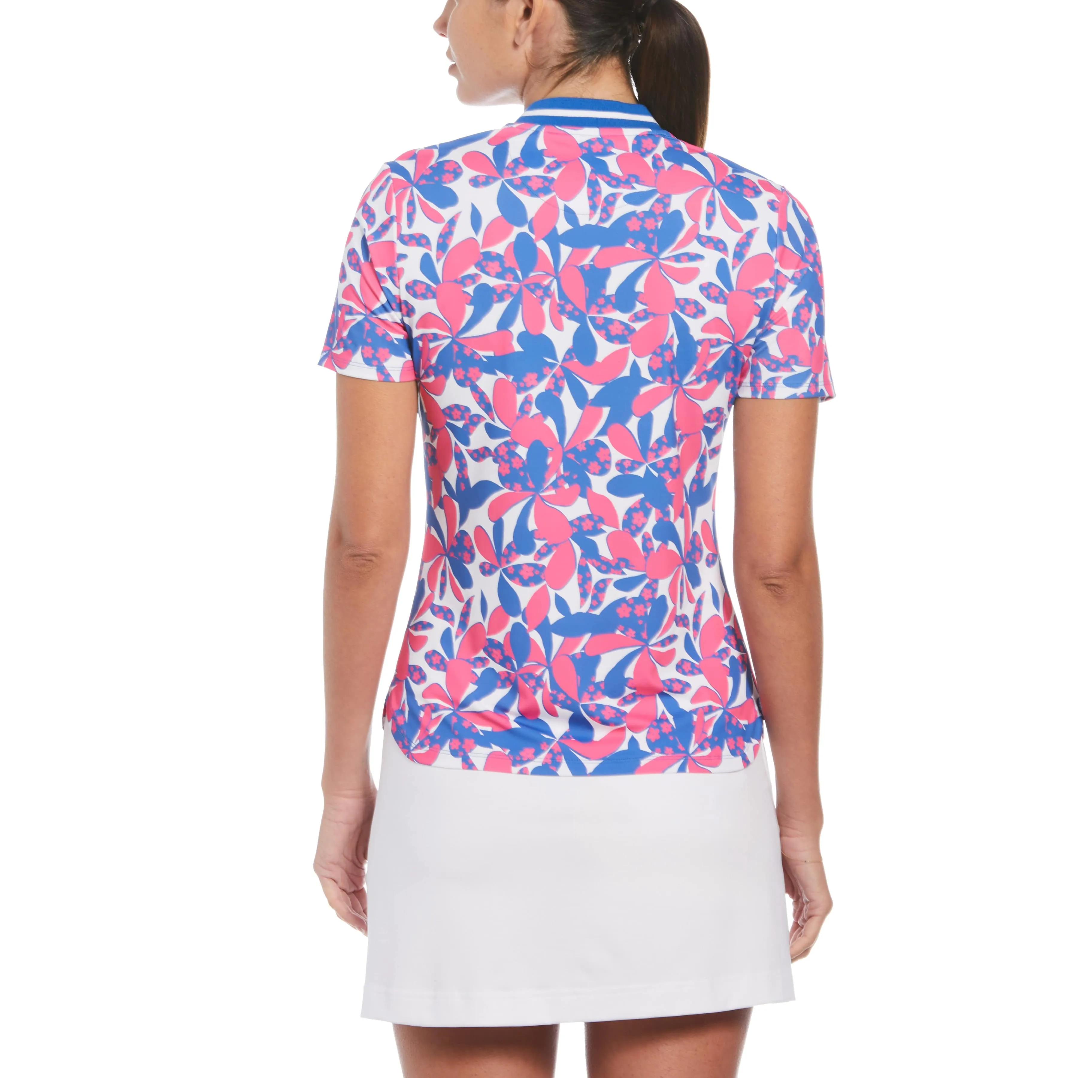 Women's Floral Print Mock Neck Golf Polo